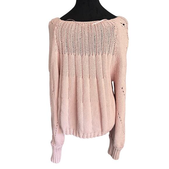Free People Sandre Cable Stitch Sweater Pink Lotus L – Sold Out Color - Read - Picture 6 of 8